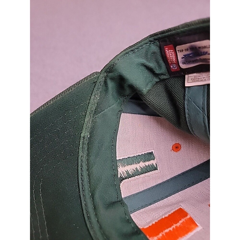 Miami Hurricanes Hat‎ Tip Of Worls Strapback Green Wool Blend Embroidered ACC * - Picture 8 of 11